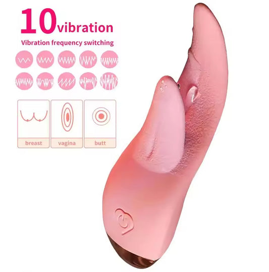 New 10 frequency Vibration Double Tongue licking Rabbit Dildo Massage Stick sex toys for woman