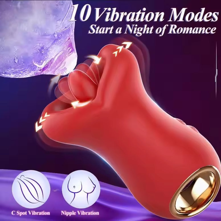 3in1 Mouth Kissing and Tongue Licking Silicone Clit Nipple Stimulating Vibrator Sex Toys for woman